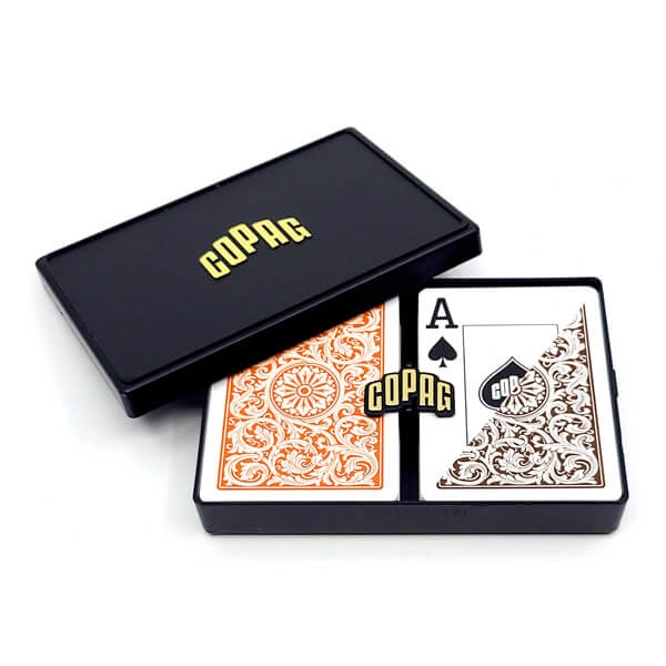 Billede af Copag 100% Plastic Poker Orange/Brun, Double Deck