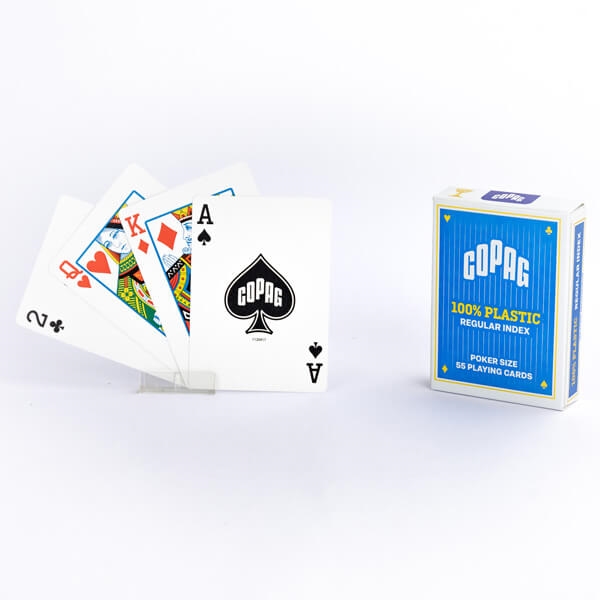 Se Copag 100% Plastic Poker 2 Corner Regular, Blå hos Pokershop