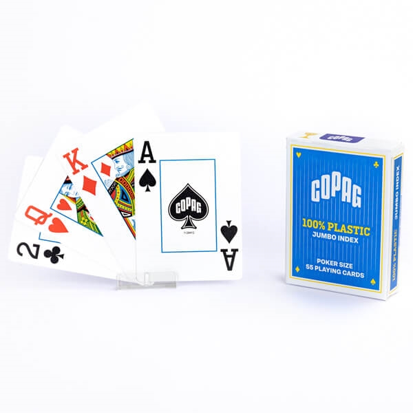Se Copag 100% Plastic Poker 2 Corner Jumbo, Blå hos Pokershop
