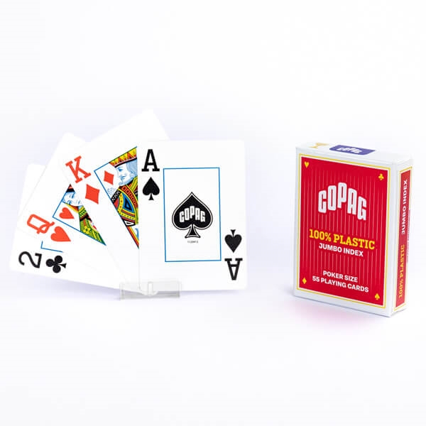 Se Copag 100% Plastic Poker 2 Corner Jumbo, Rød hos Pokershop